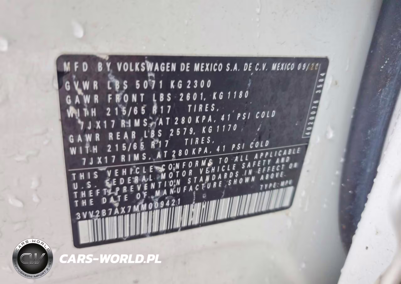 2021 Volkswagen Tiguan Se VIN:3VV2B7AX7MM009421 - 13