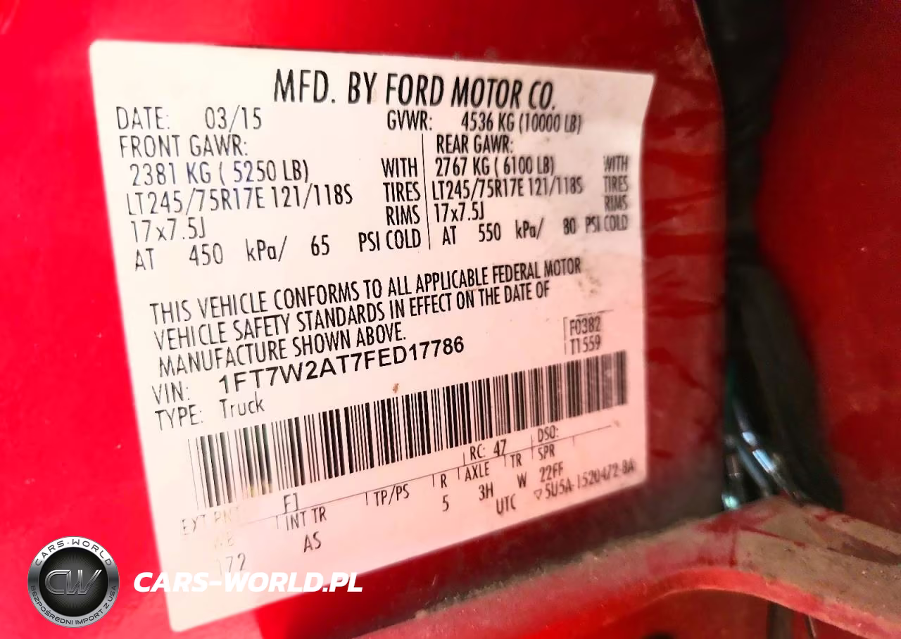 2015 Ford F250 Super Duty VIN:1FT7W2AT7FED17786 - 12