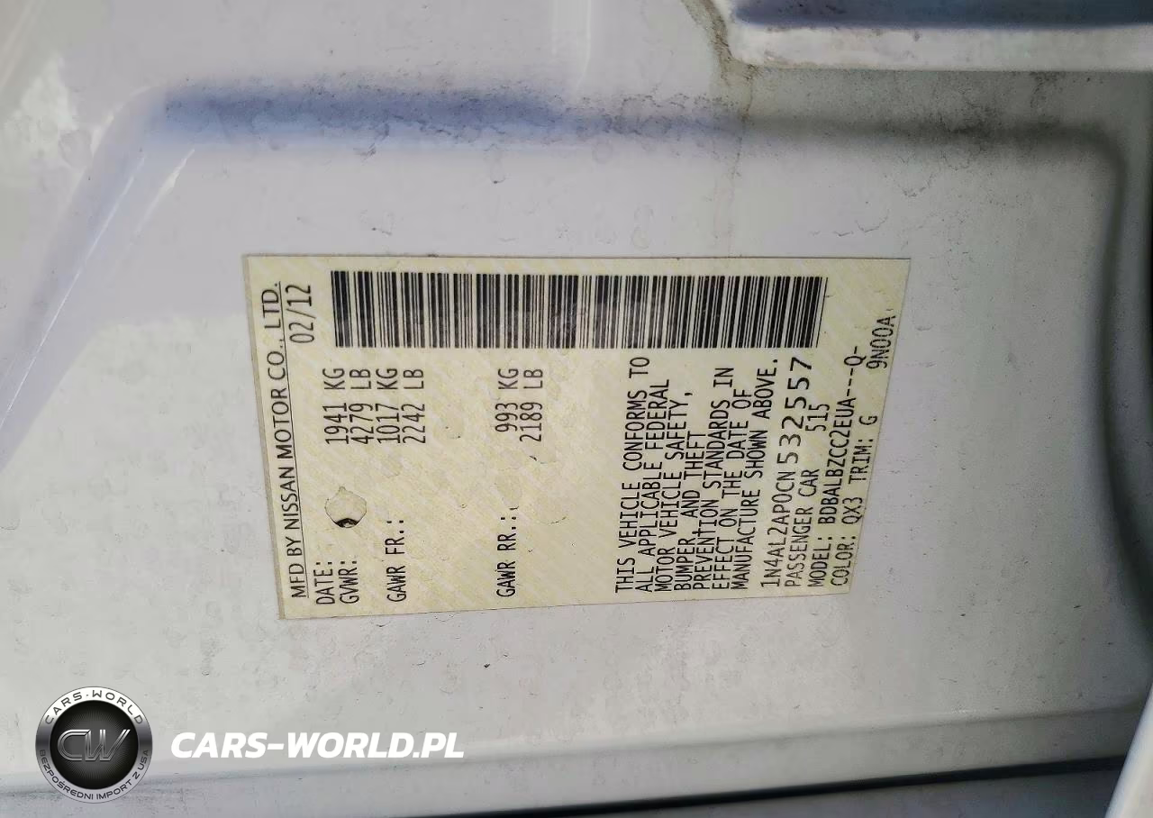 2012 Nissan Altima 2.5 VIN:1N4AL2AP0CN532557 - 13
