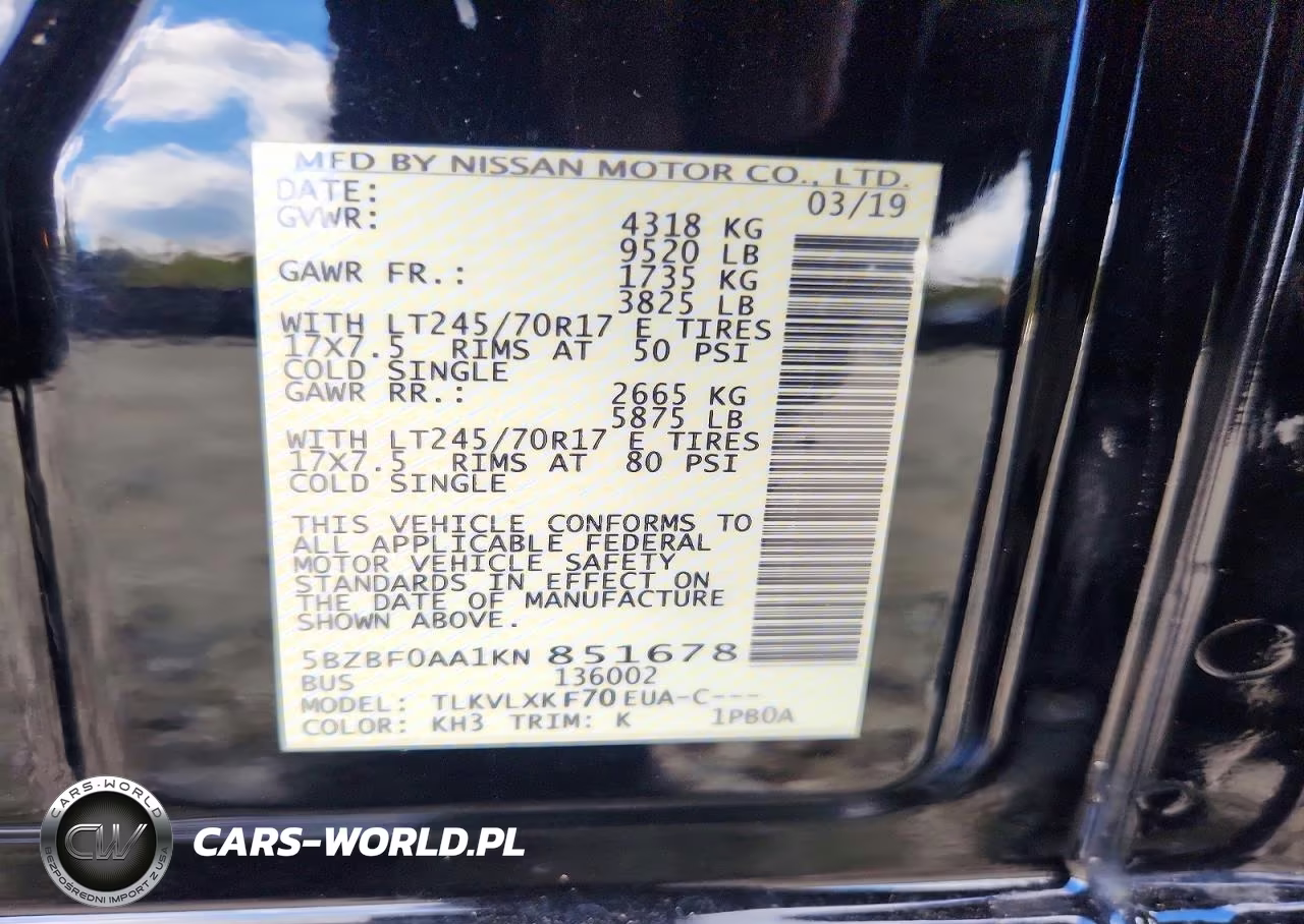 2019 Nissan Nv 3500 Hd Sv VIN:5BZBF0AA1KN851678 - 13