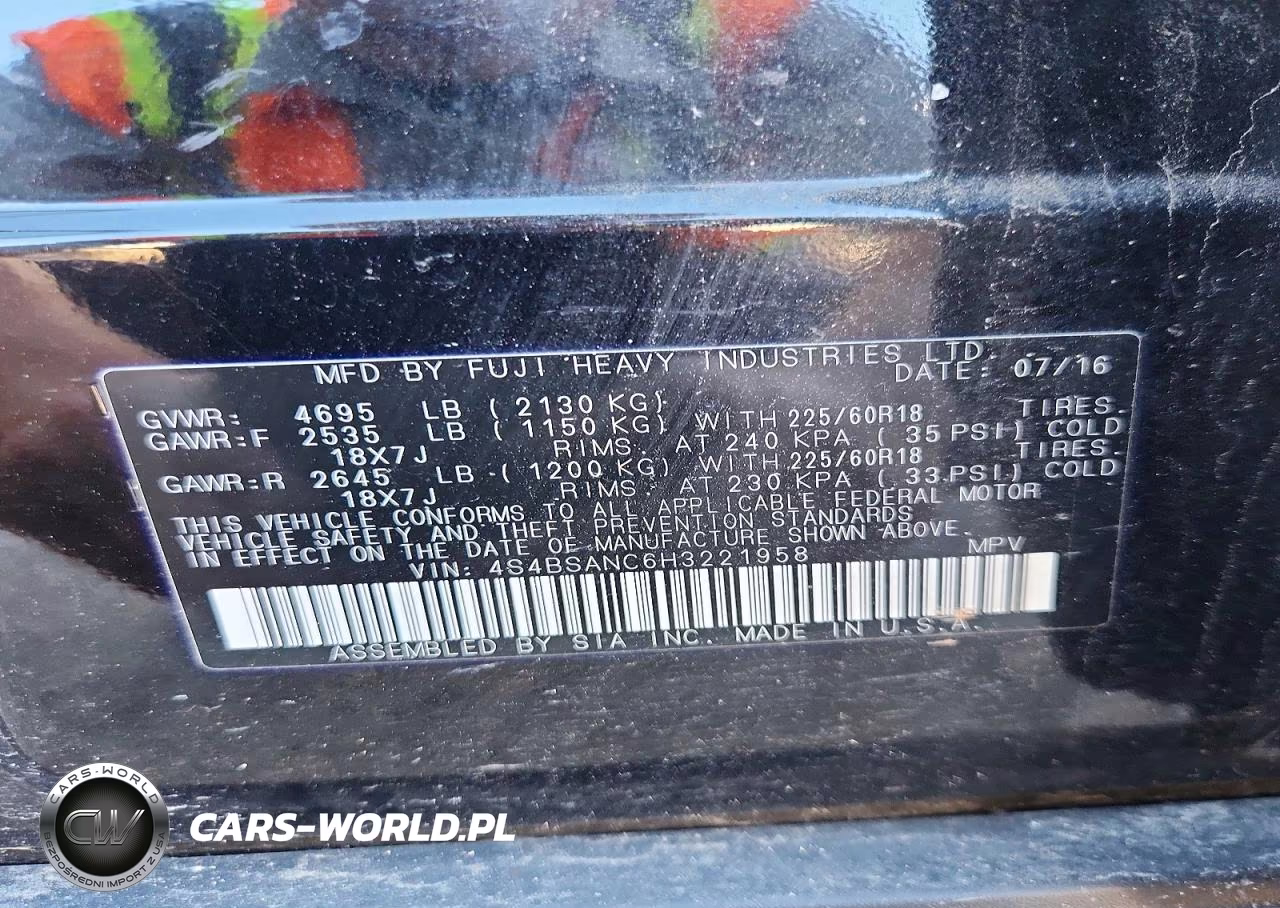2017 Subaru Outback 2.5I Limited VIN:4S4BSANC6H3221958 - 13