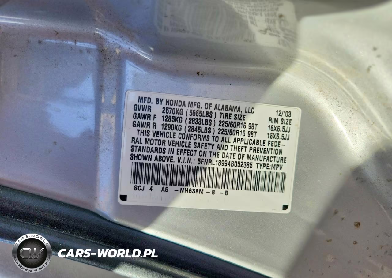 2004 Honda Odyssey Exl VIN:5FNRL18994B052385 - 14
