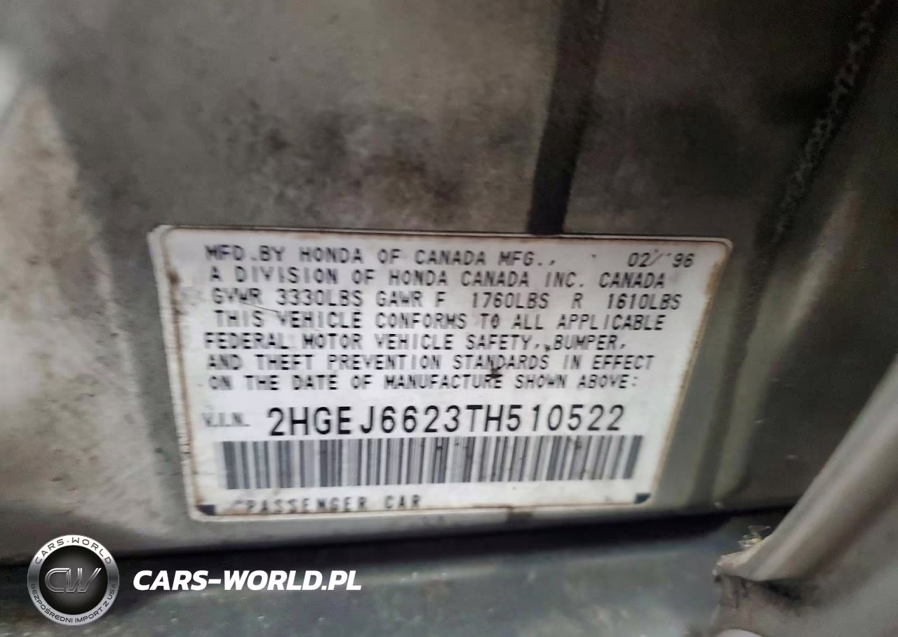 1996 Honda Civic Dx VIN:2HGEJ6623TH510522 - 12