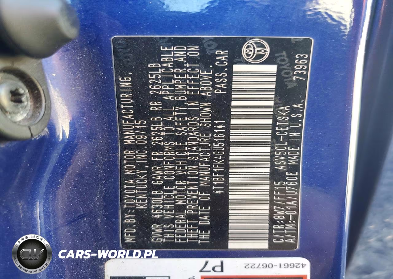 2016 Toyota Camry Se VIN:4T1BF1FK4GU516141 - 12