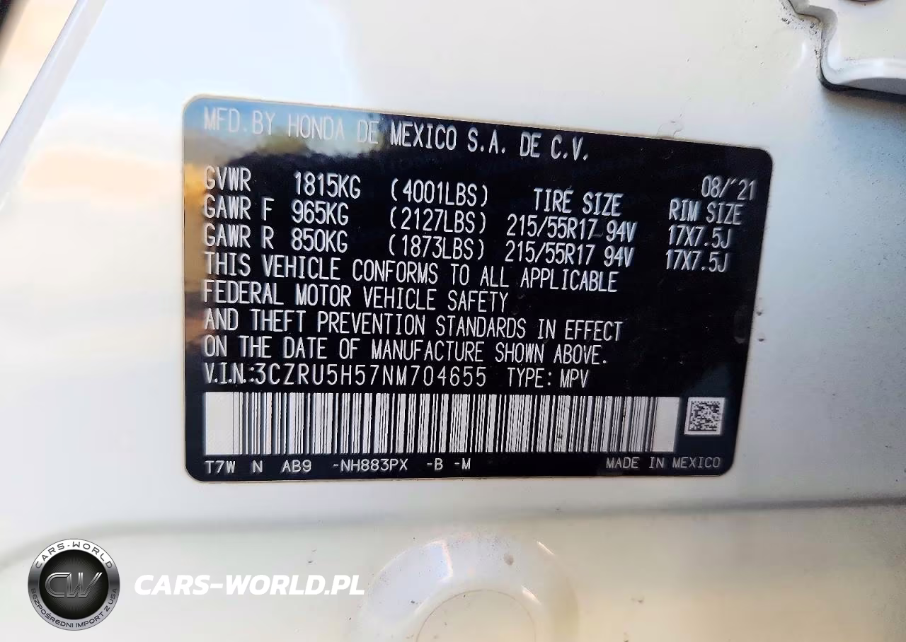 2022 Honda Hr-V Ex VIN:3CZRU5H57NM704655 - 13