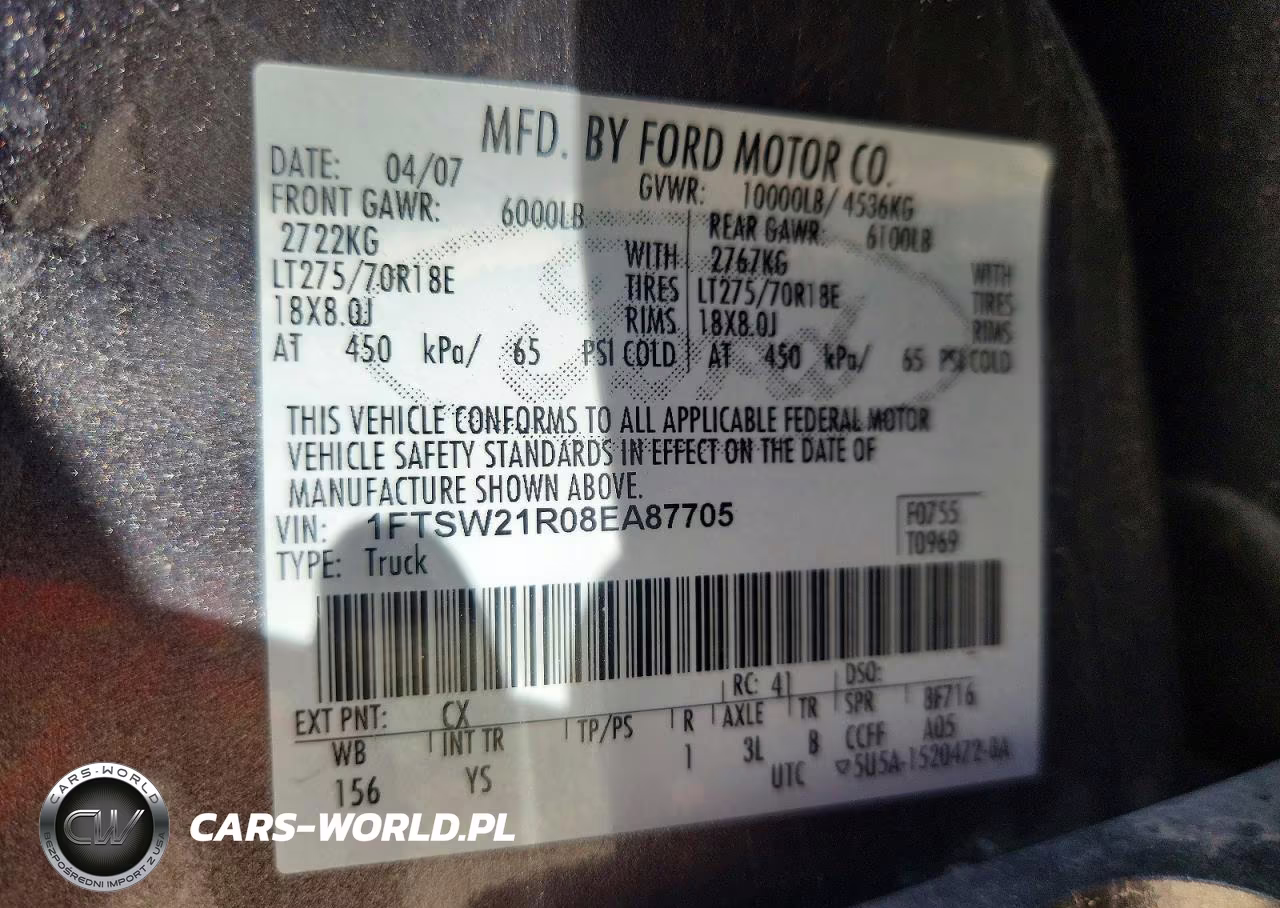 2008 El Dorado F250 Super Duty VIN:1FTSW21R08EA87705 - 12