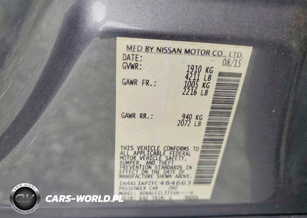 2015 Nissan Altima 2.5 VIN:1N4AL3AP2FC484663 - 12