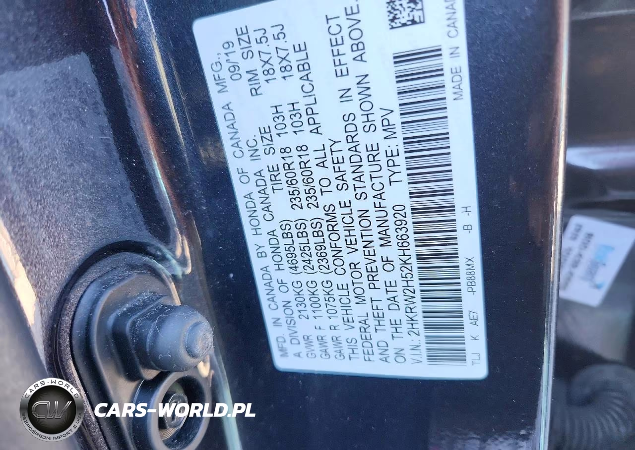 2019 Honda Cr-V Ex VIN:2HKRW2H52KH663920 - 14