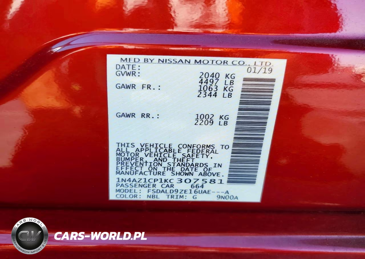 2019 Nissan Leaf Sv VIN:1N4AZ1CP1KC307581 - 12