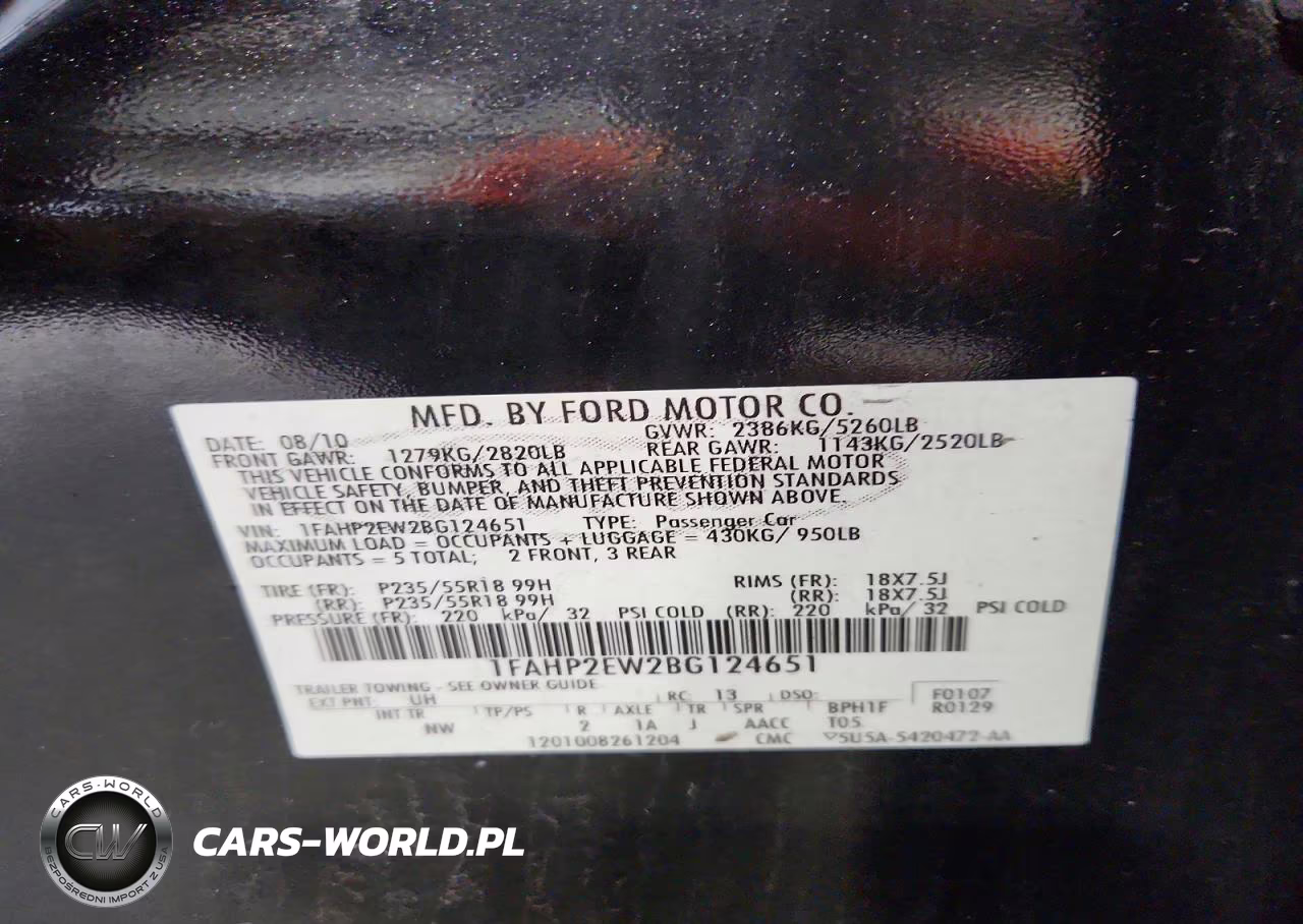 2011 Ford Taurus Sel VIN:1FAHP2EW2BG124651 - 12