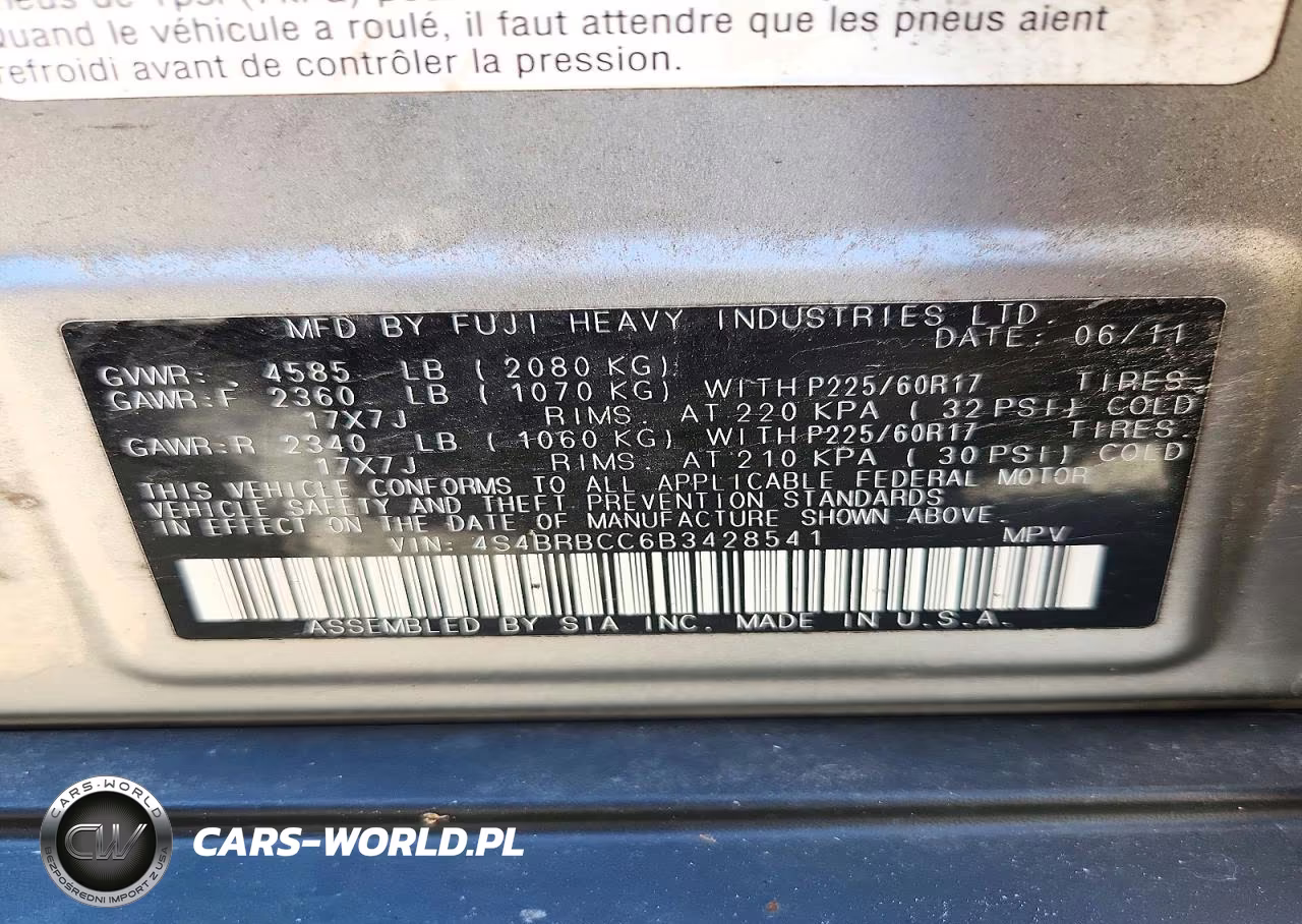 2011 Subaru Outback 2.5I Premium VIN:4S4BRBCC6B3428541 - 13