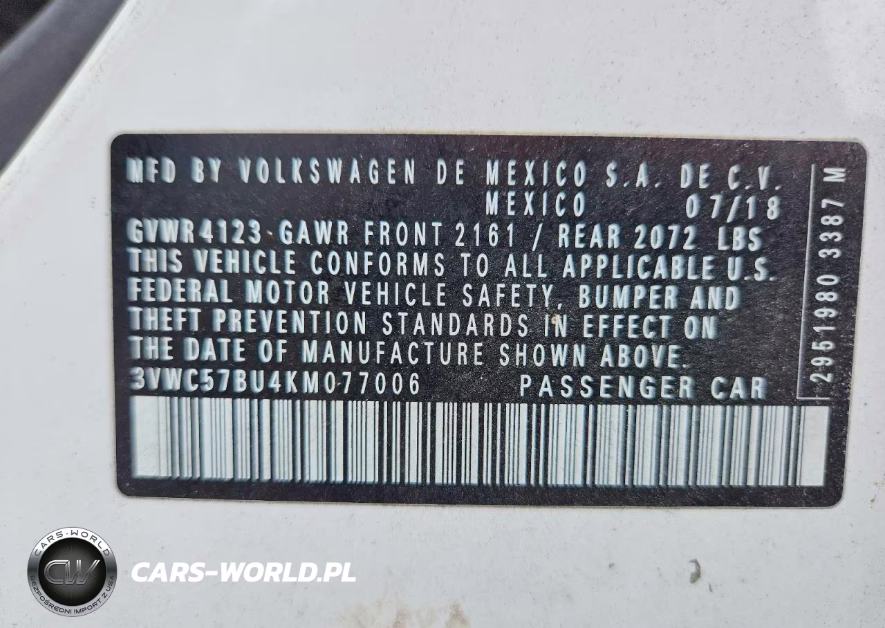 2019 Volkswagen Jetta S VIN:3VWC57BU4KM077006 - 12