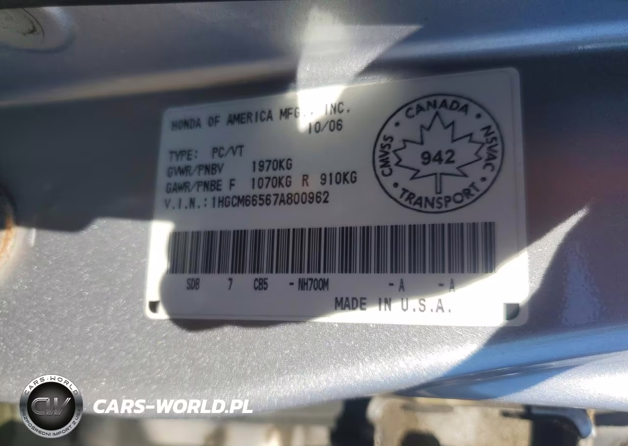 2007 Honda Accord Ex VIN:1HGCM66567A800962 - 12