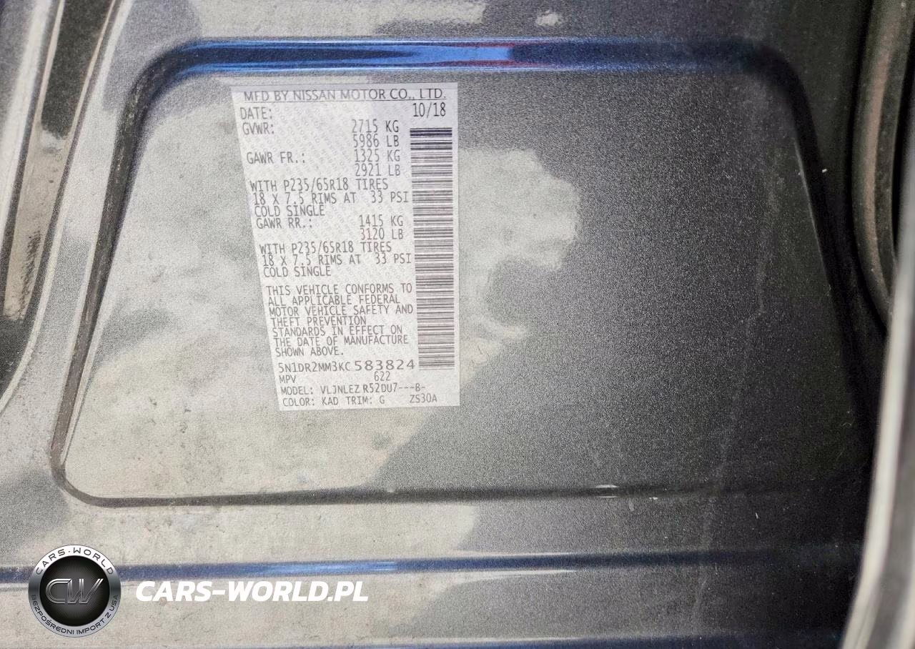 2019 Nissan Pathfinder Sv VIN:5N1DR2MM3KC583824 - 12