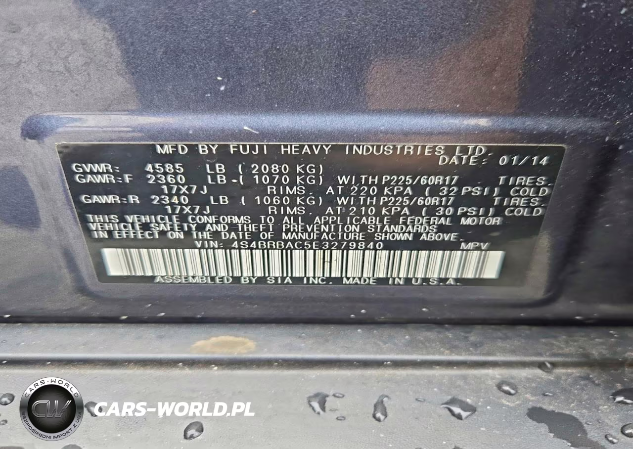 2014 Subaru Outback 2.5I VIN:4S4BRBAC5E3279840 - 13
