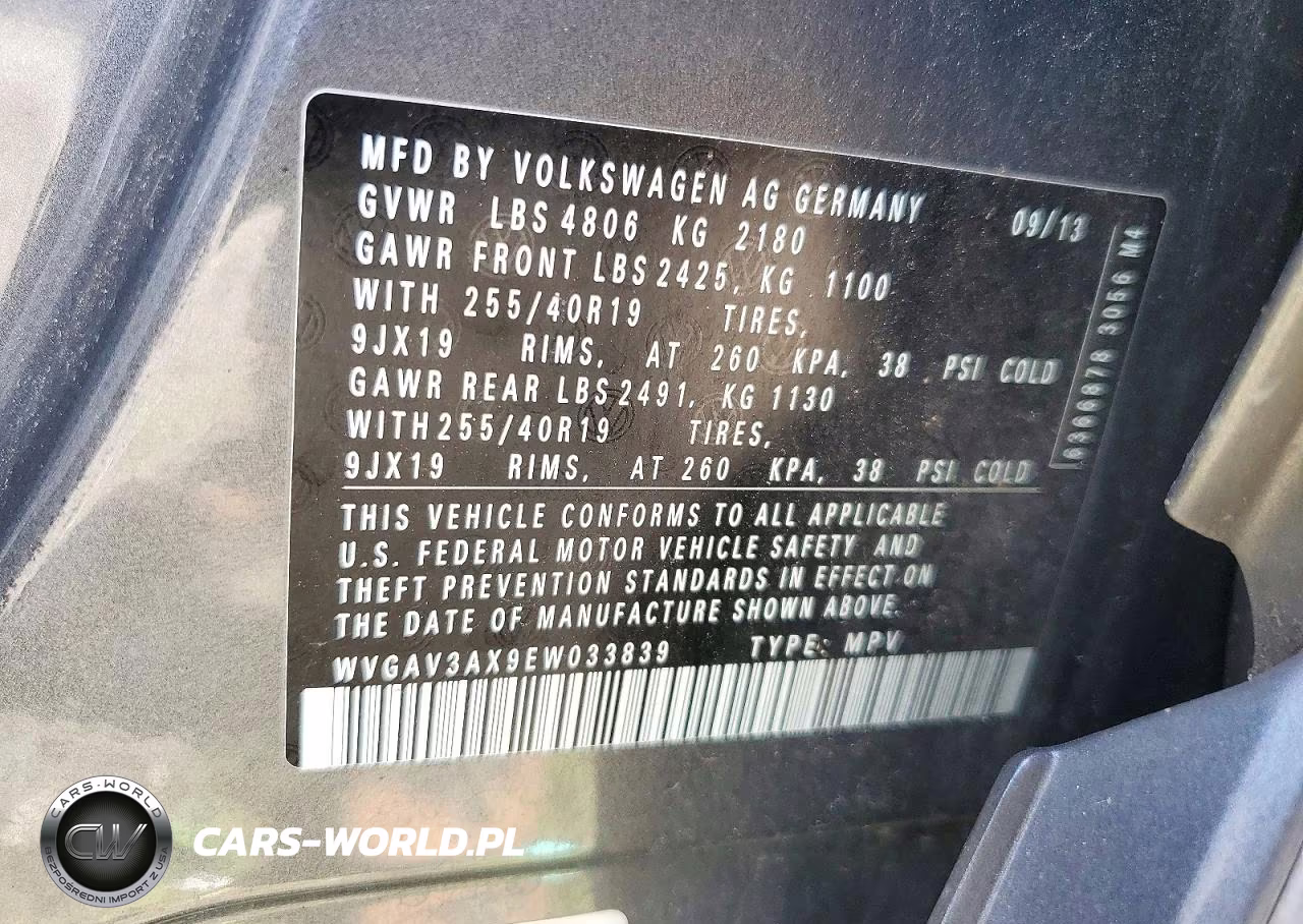 2014 Volkswagen Tiguan S VIN:WVGAV3AX9EW033839 - 13