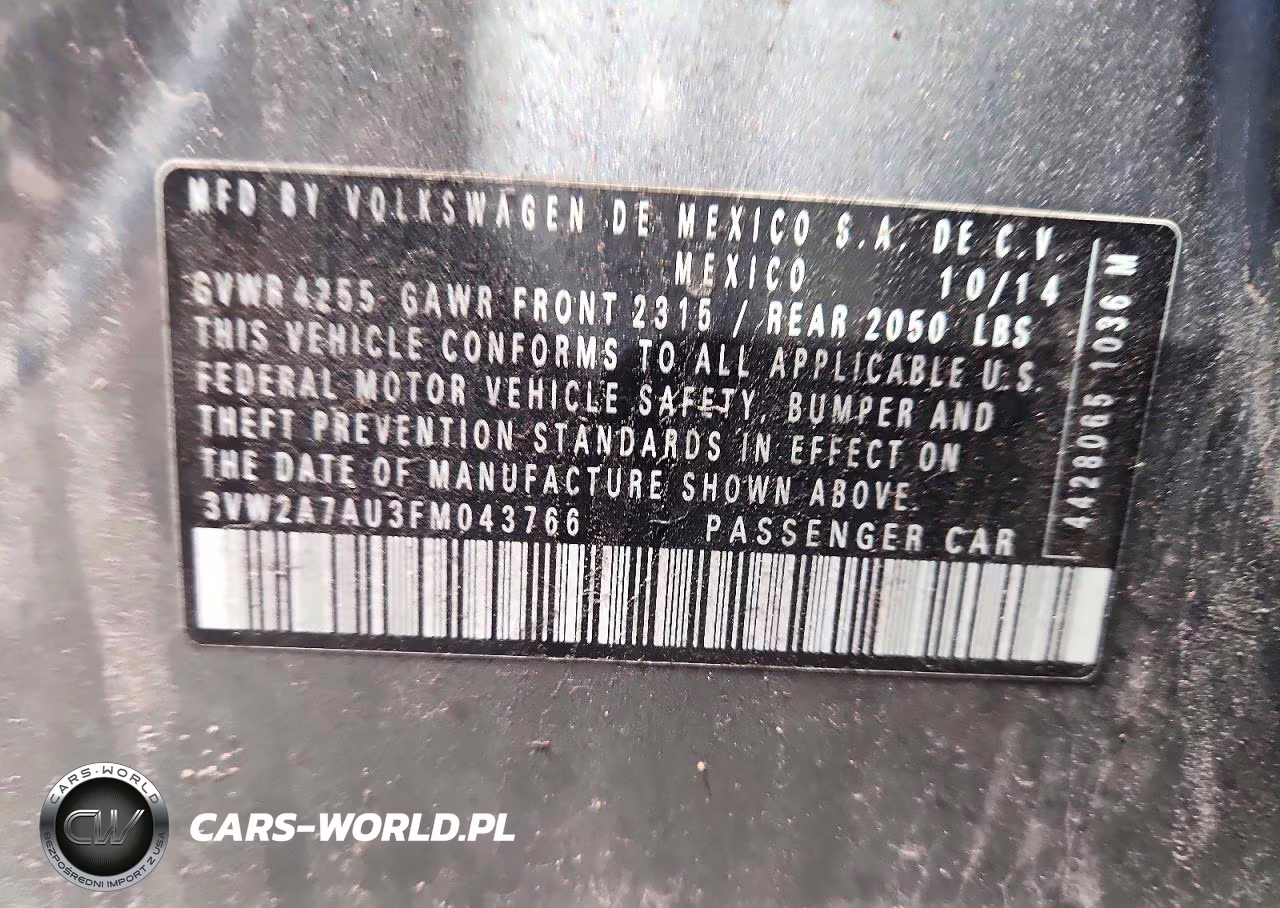2015 Volkswagen Golf Tdi VIN:3VW2A7AU3FM043766 - 12