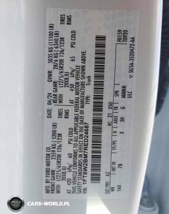 2024 Ford F250 Super Duty VIN:1FT8W2BM7RED24687 - 12