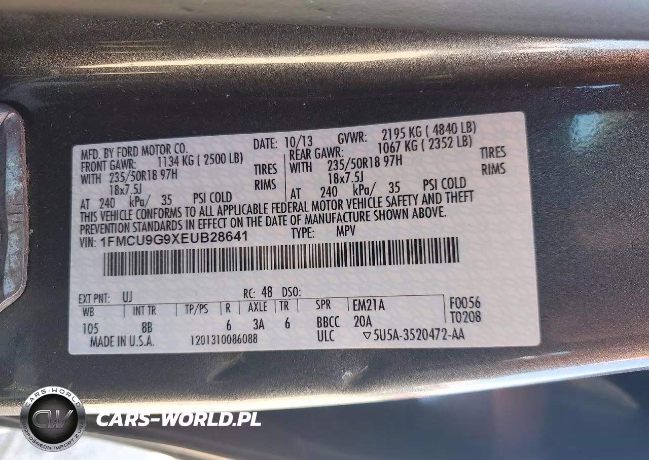 2014 Ford Escape Se VIN:1FMCU9G9XEUB28641 - 13
