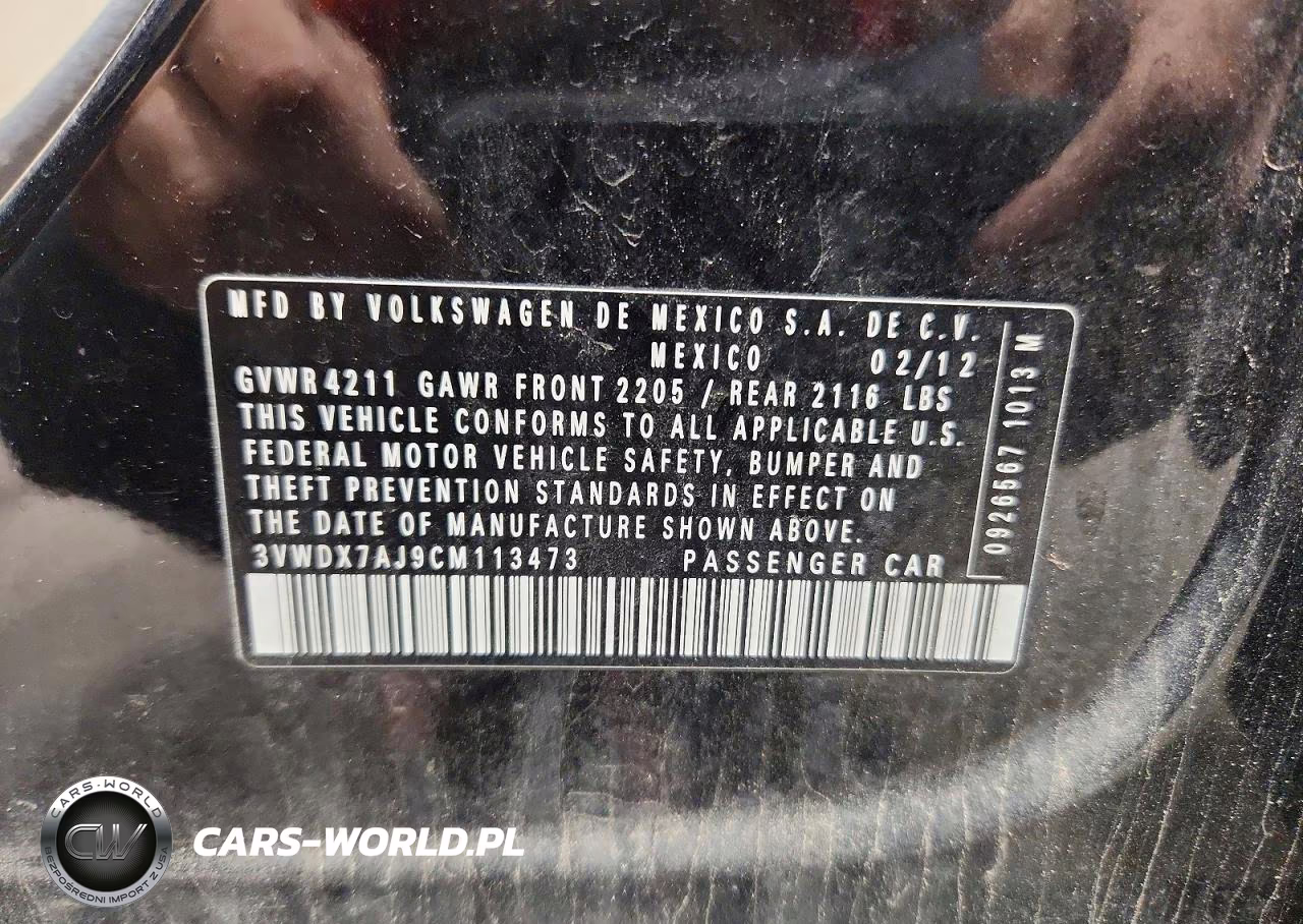 2012 Volkswagen Jetta Se VIN:3VWDX7AJ9CM113473 - 12