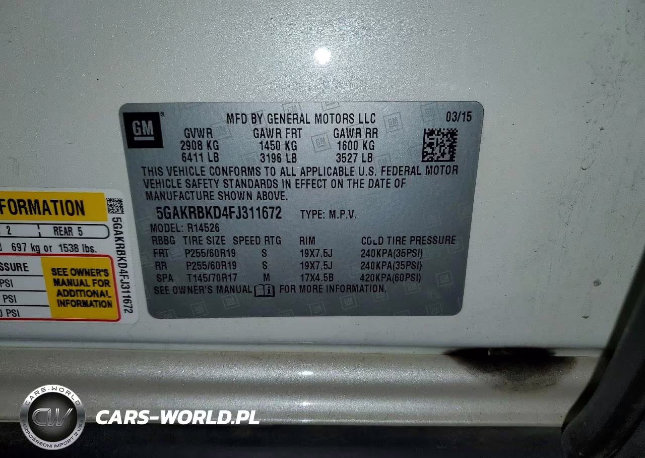 2015 Buick Enclave VIN:5GAKRBKD4FJ311672 - 13