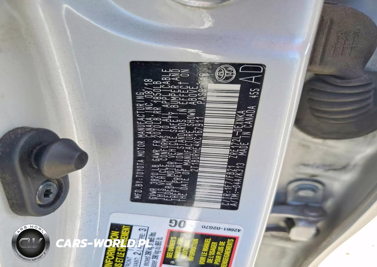 2019 Toyota Corolla L VIN:2T1BURHE4KC167911 - 12
