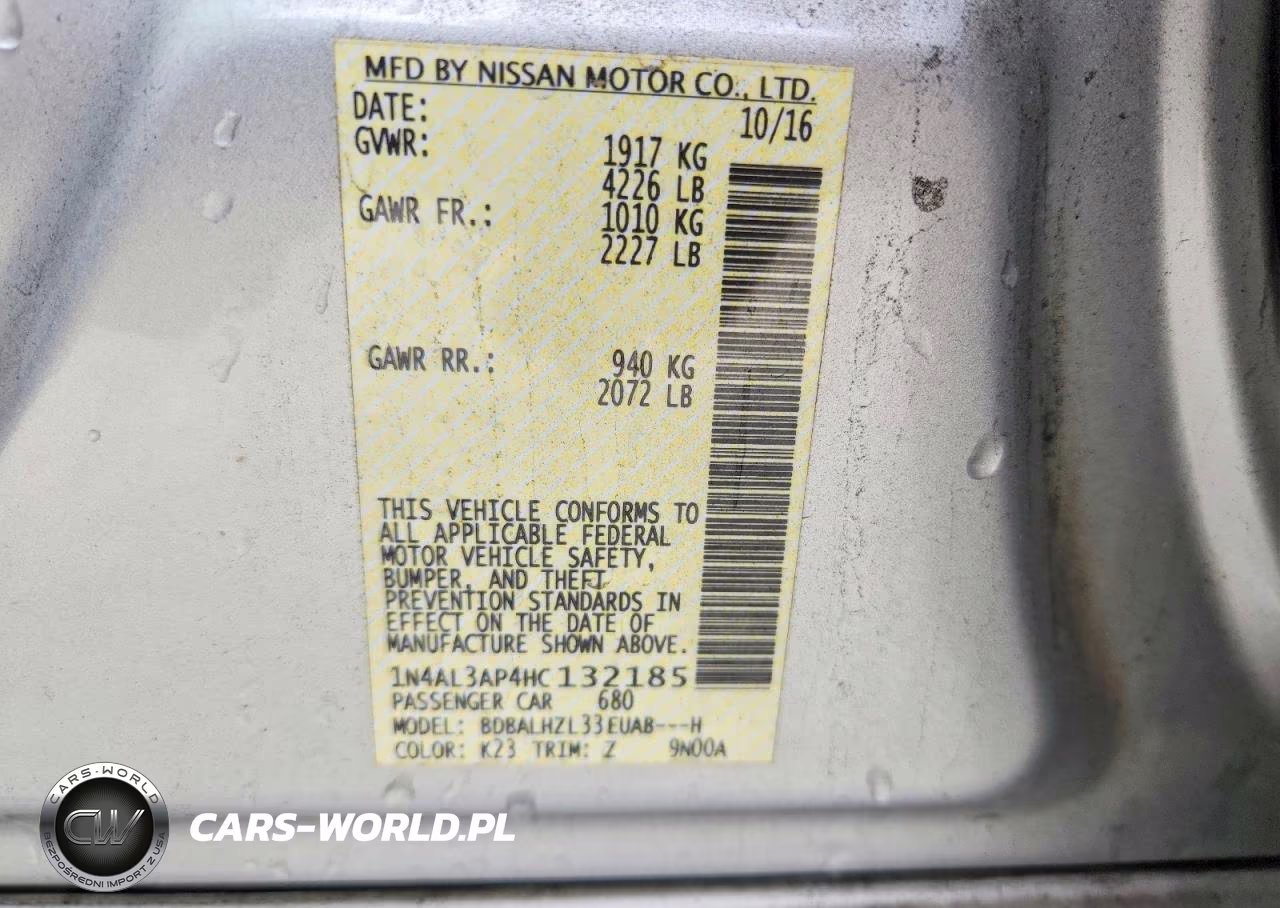 2017 Nissan Altima 2.5 Sr VIN:1N4AL3AP4HC132185 - 13