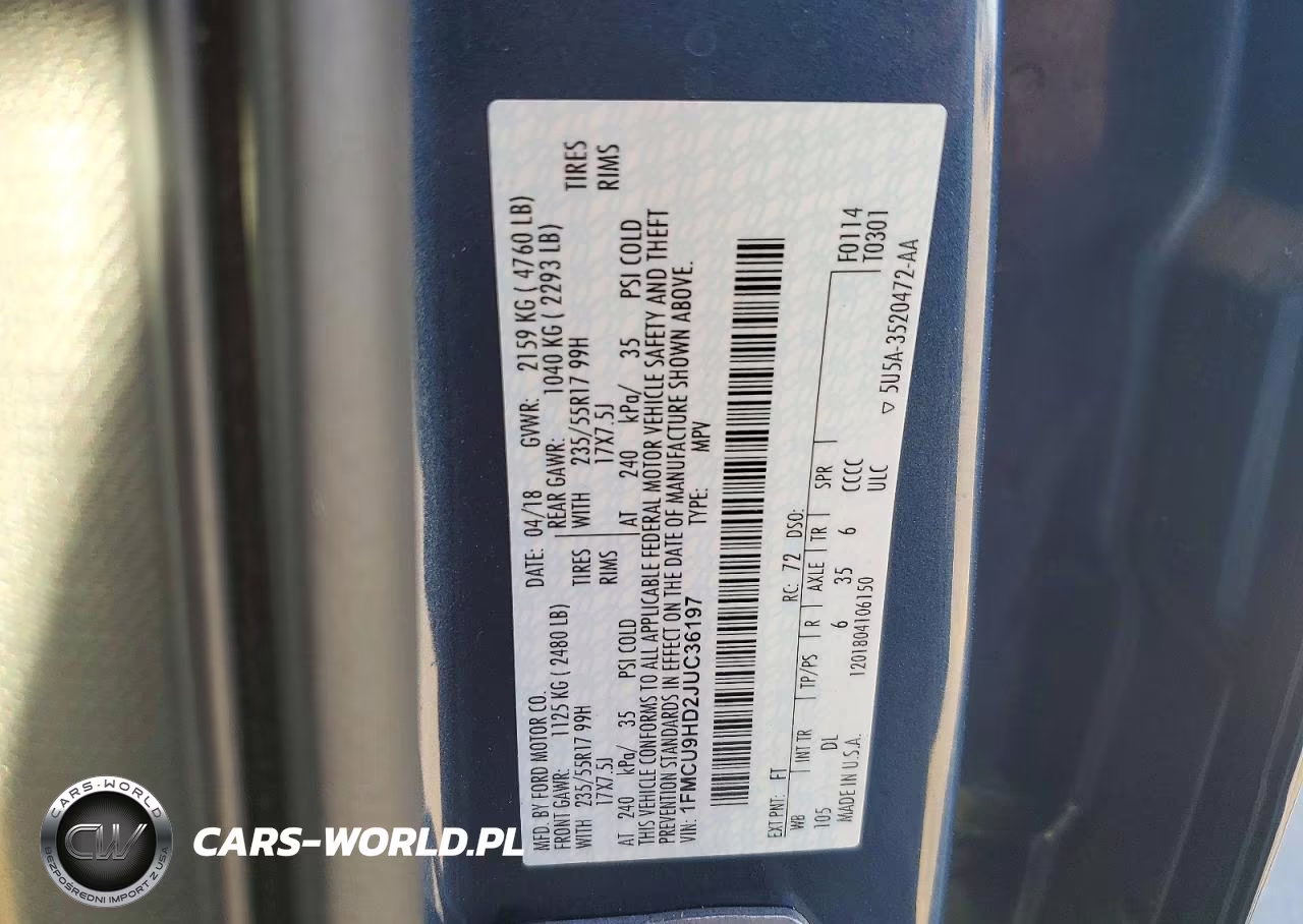 2018 Ford Escape Sel VIN:1FMCU9HD2JUC36197 - 13