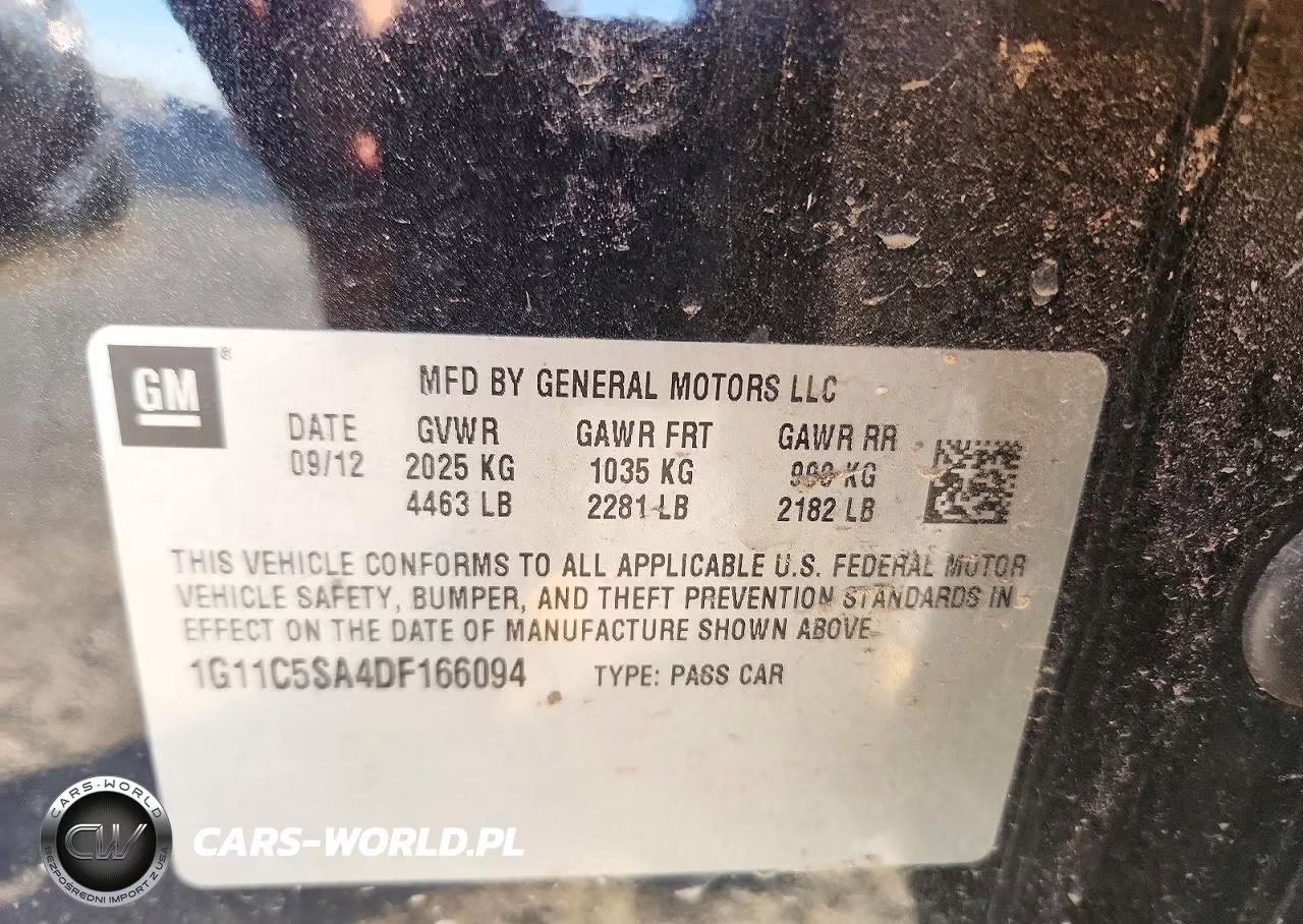 2013 CHEVROLET MALIBU 1LT VIN:1G11C5SA4DF166094 - 12
