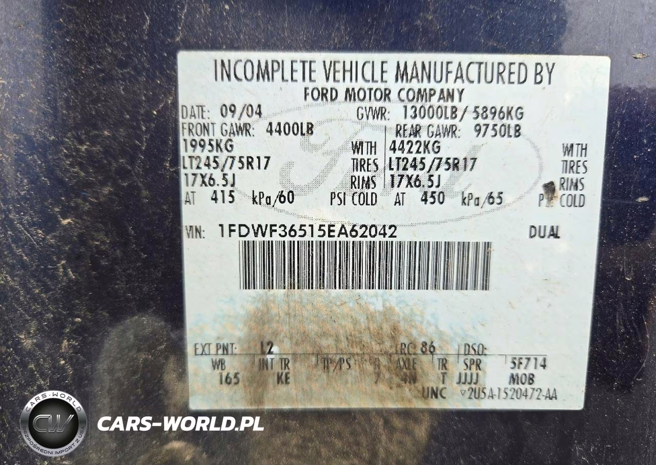 2005 Ford F350 Super Duty VIN:1FDWF36515EA62042 - 12