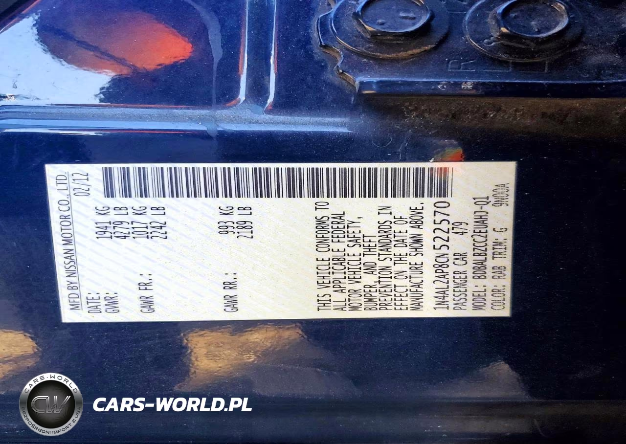 2012 Nissan Altima 2.5 VIN:1N4AL2AP8CN522570 - 12