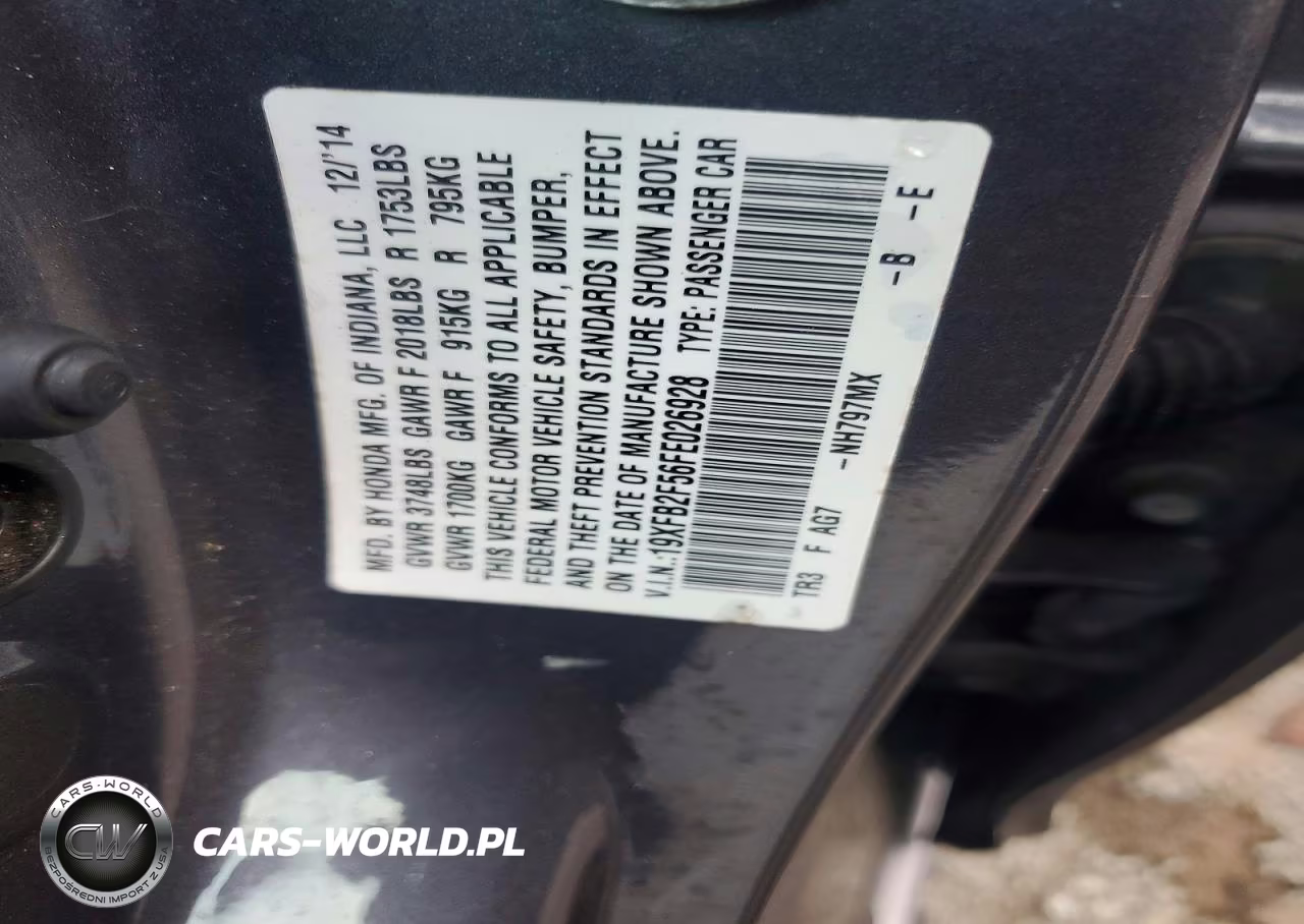 2015 Honda Civic Lx VIN:19XFB2F56FE026928 - 12