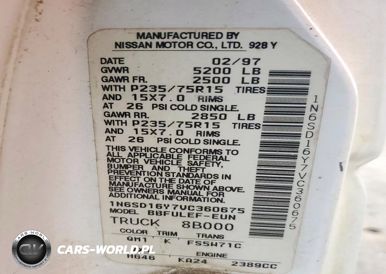 1997 Nissan Truck Xe VIN:1N6SD16Y7VC360675 - 12