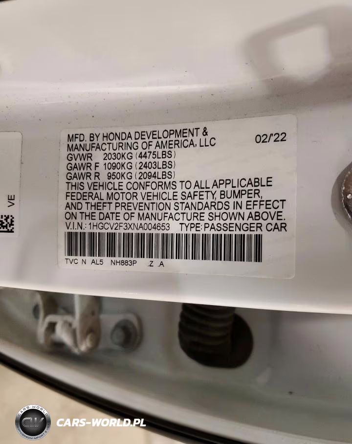 2022 Honda Accord Sport VIN:1HGCV2F3XNA004653 - 12
