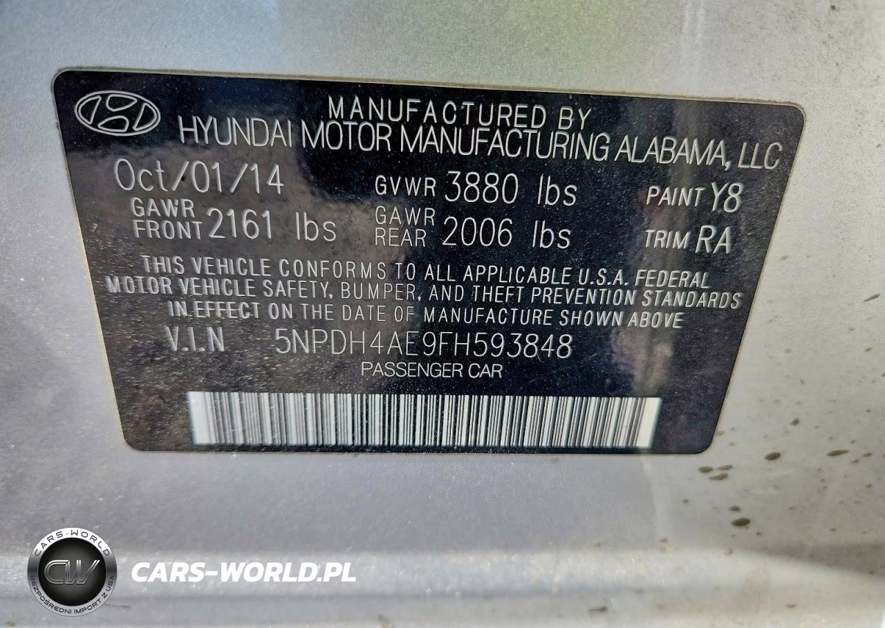 2015 Hyundai Elantra Se VIN:5NPDH4AE9FH593848 - 12