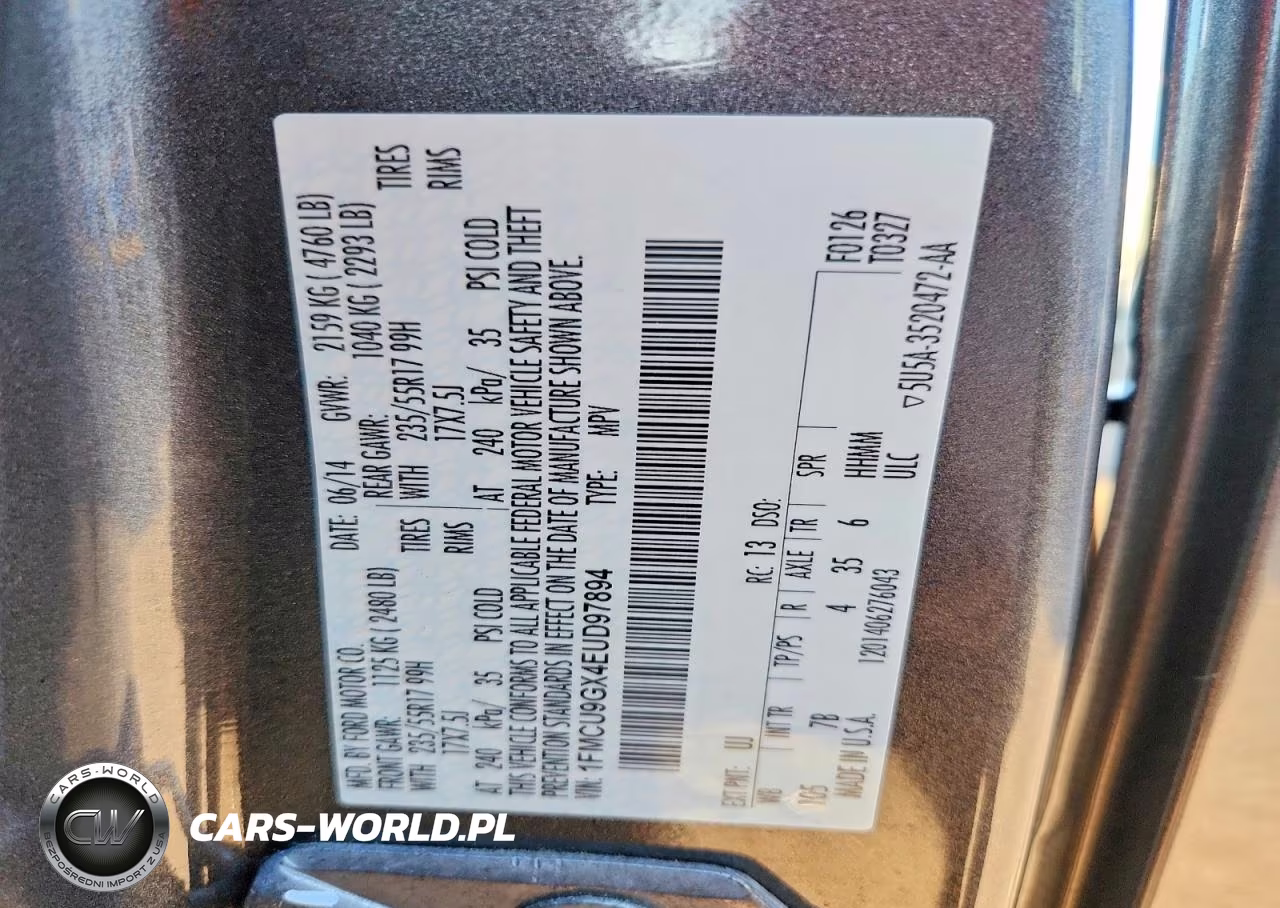 2014 Ford Escape Se VIN:1FMCU9GX4EUD97894 - 13