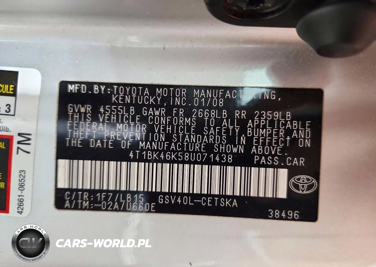 2008 Toyota Camry Se V6 VIN:4T1BK46K58U071438 - 12