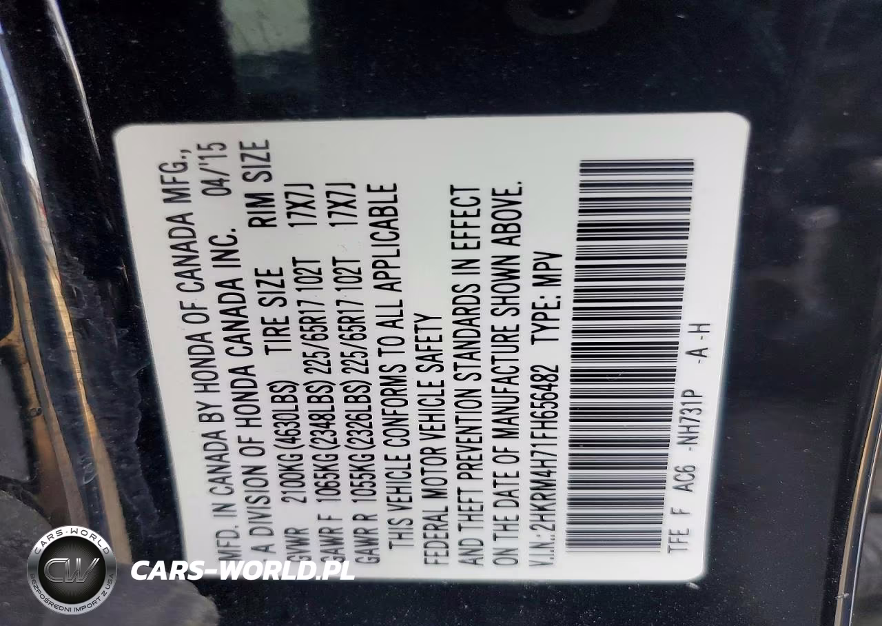 2015 Honda Cr-V Exl VIN:2HKRM4H71FH656482 - 13