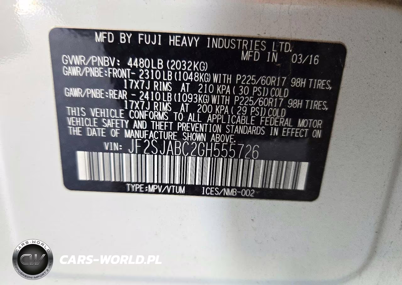 2016 Subaru Forester 2.5I VIN:JF2SJABC2GH555726 - 12
