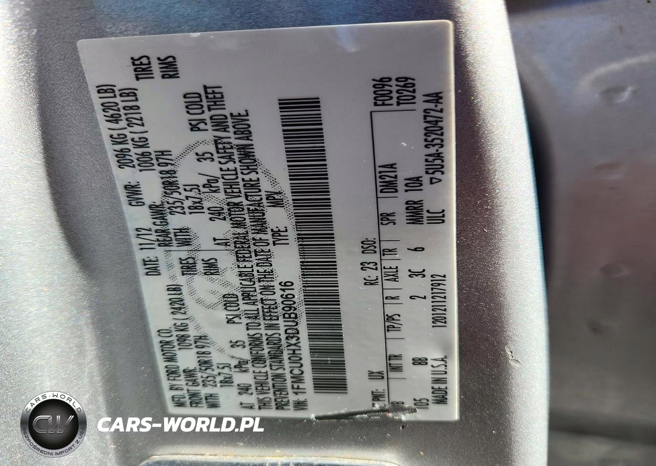 2013 Ford Escape Sel VIN:1FMCU0HX3DUB90616 - 13