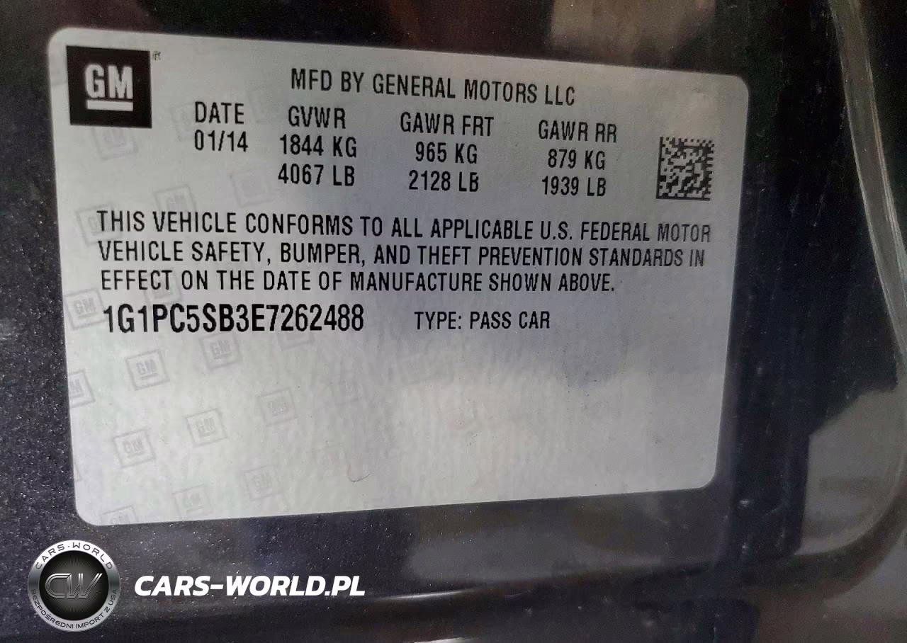 2014 Chevrolet Cruze Lt VIN:1G1PC5SB3E7262488 - 12