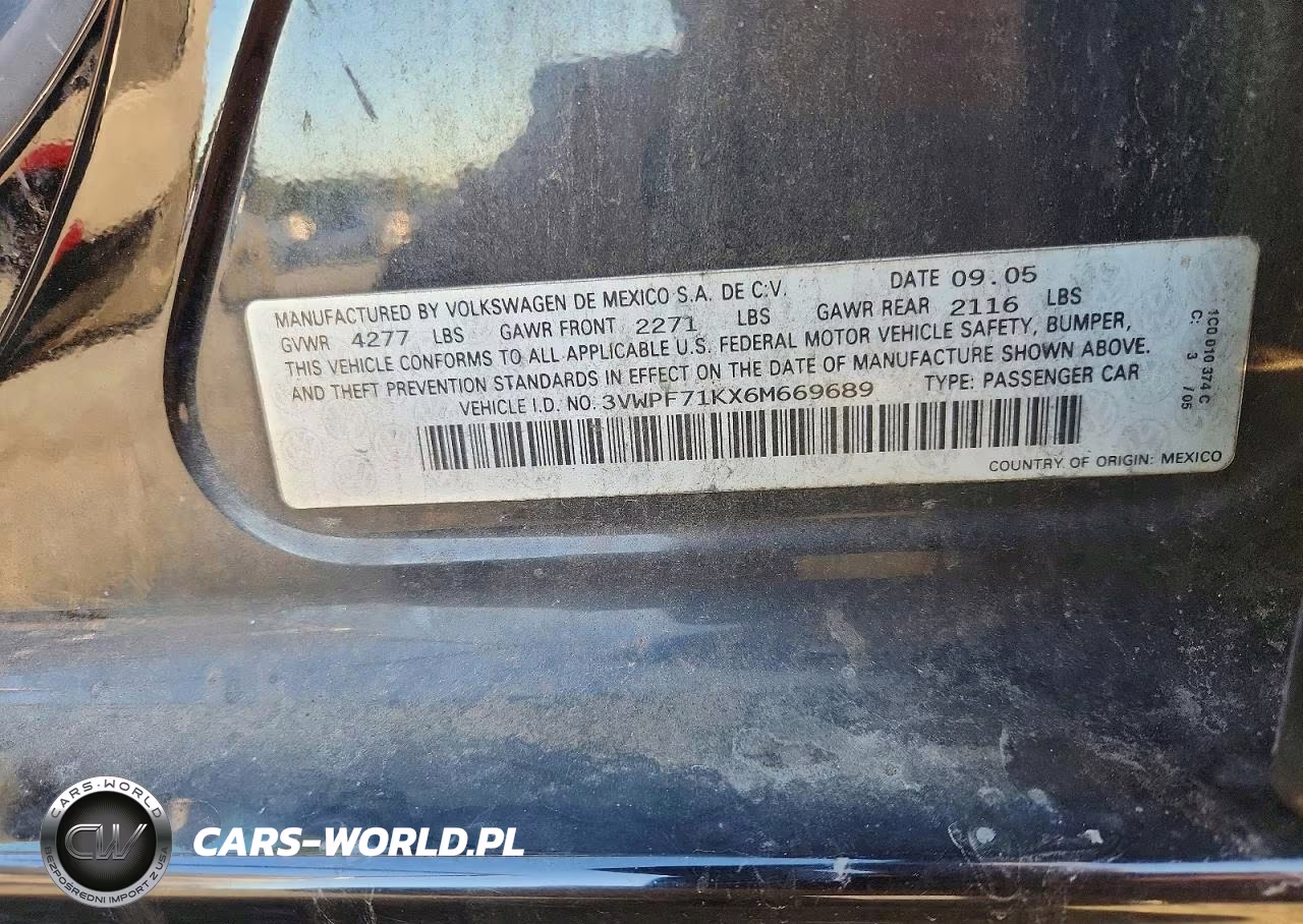 2006 Volkswagen Jetta Value VIN:3VWPF71KX6M669689 - 12