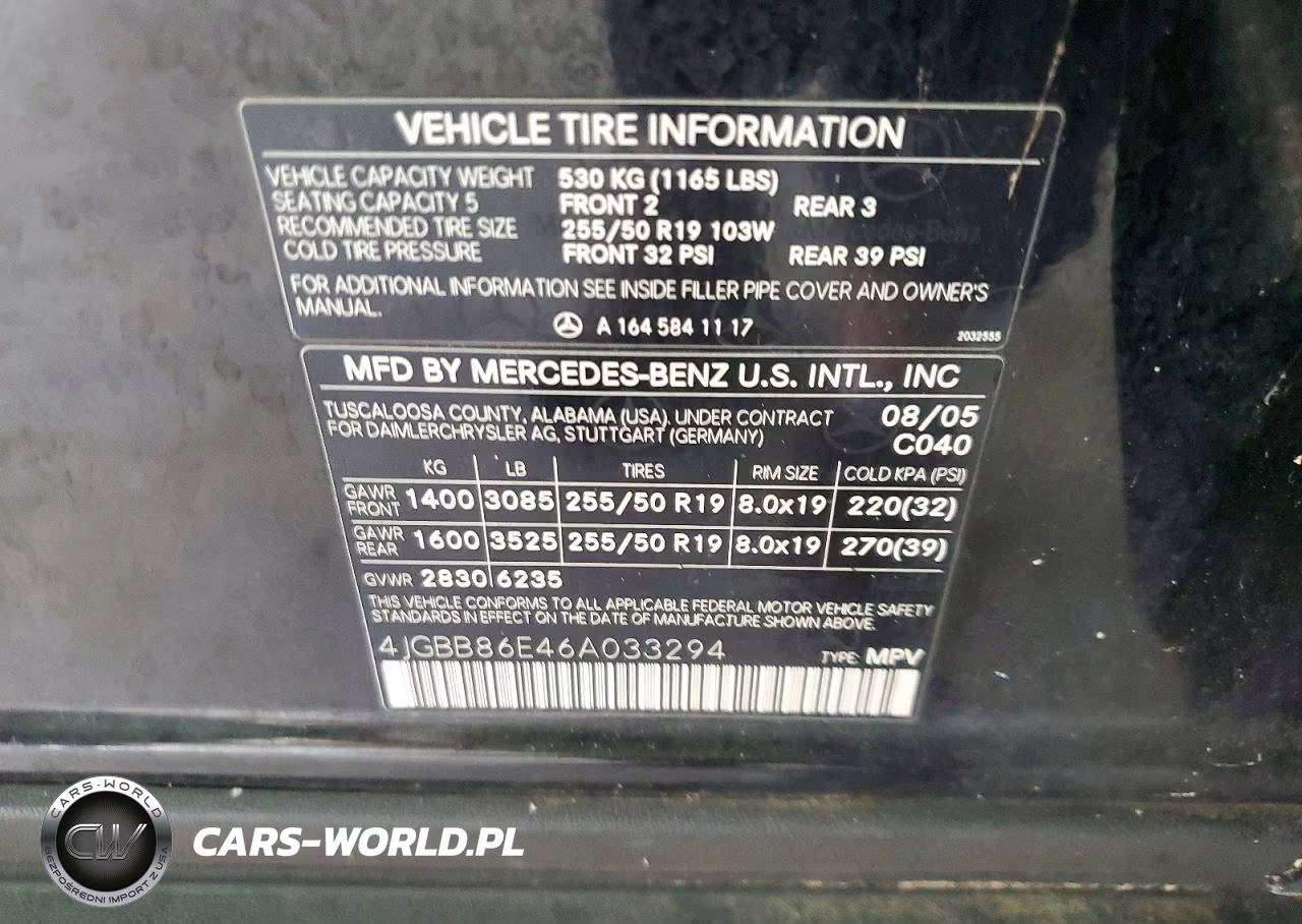 2006 Mercedes-Benz Ml 350 VIN:4JGBB86E46A033294 - 13