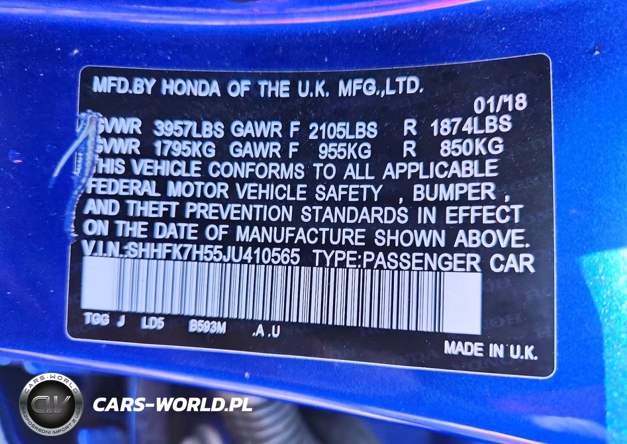 2018 Honda Civic Ex VIN:SHHFK7H55JU410565 - 12