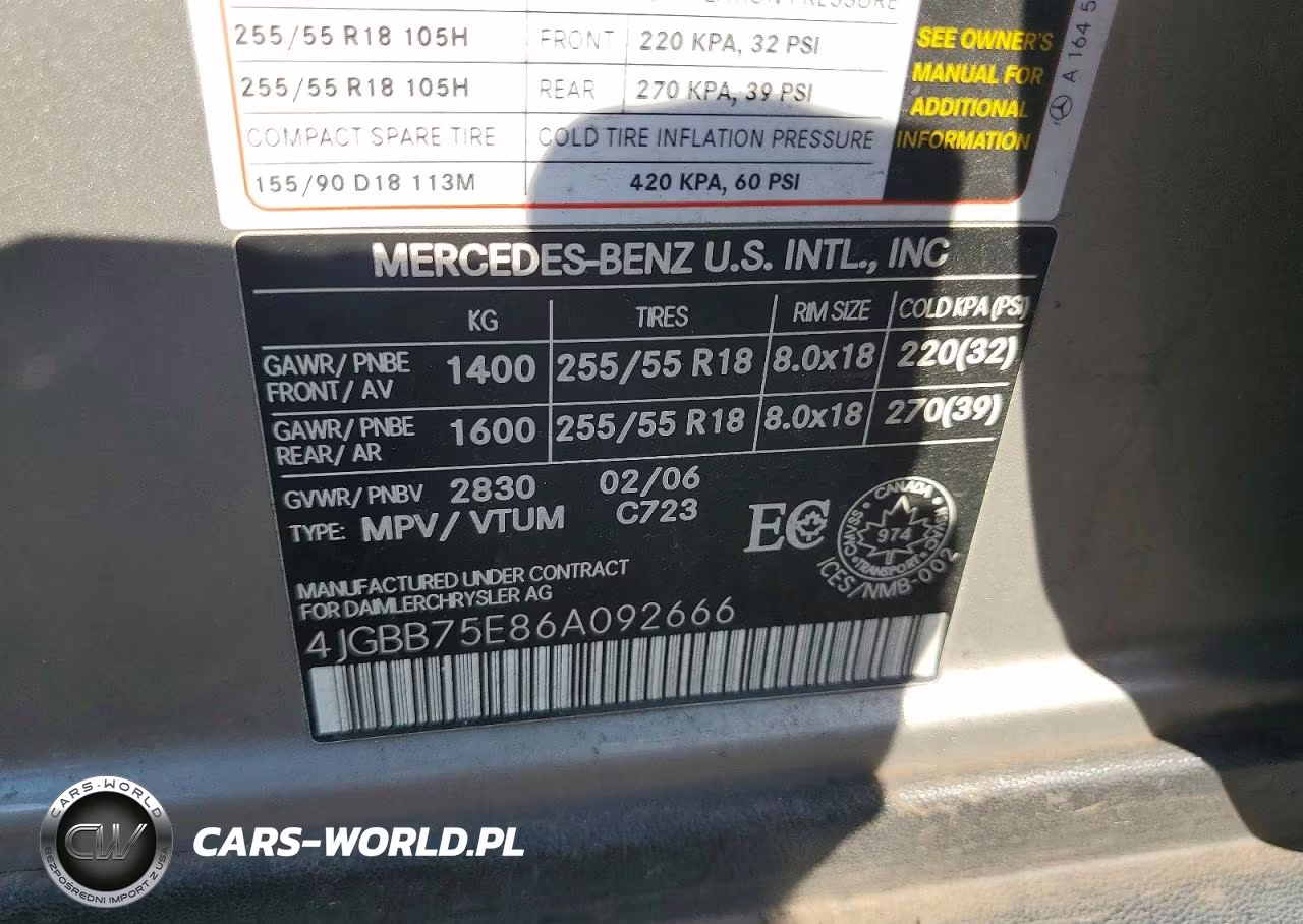 2006 Mercedes-Benz Ml 500 4Matic VIN:4JGBB75E86A092666 - 13