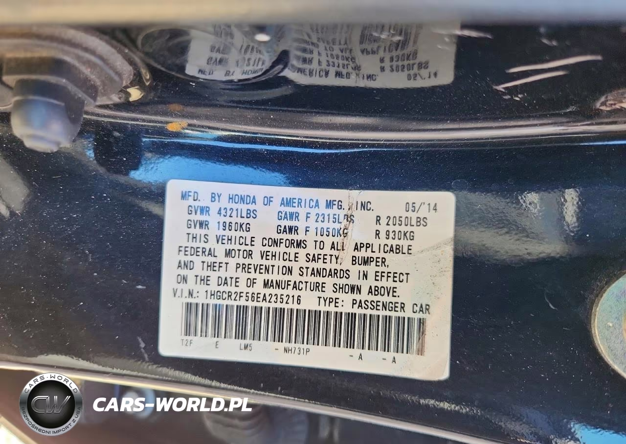 2014 Honda Accord Sport VIN:1HGCR2F56EA235216 - 12
