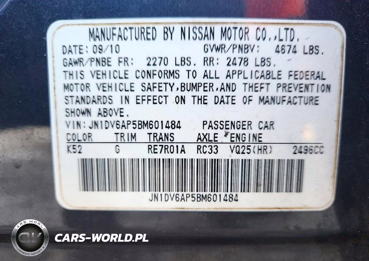 2011 Infiniti G25 Sedan Base VIN:JN1DV6AP5BM601484 - 13