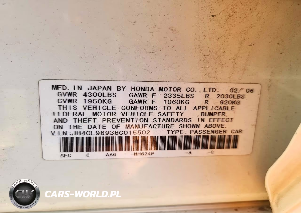 2006 Acura Tsx VIN:JH4CL96936C015502 - 12