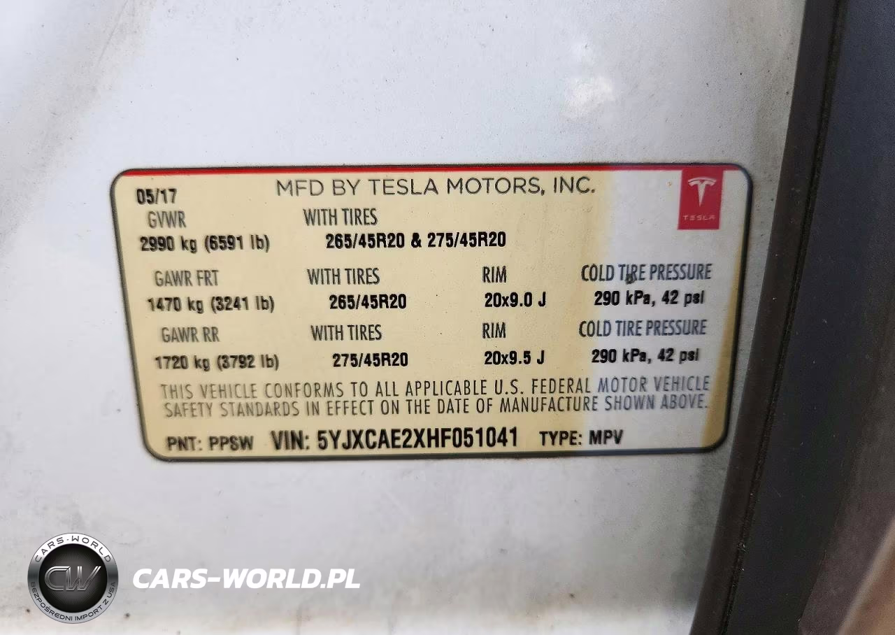 2017 Tesla Model X VIN:5YJXCAE2XHF051041 - 13