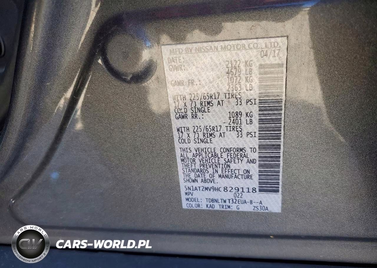 2017 Nissan Rogue Sv VIN:5N1AT2MV9HC829118 - 13